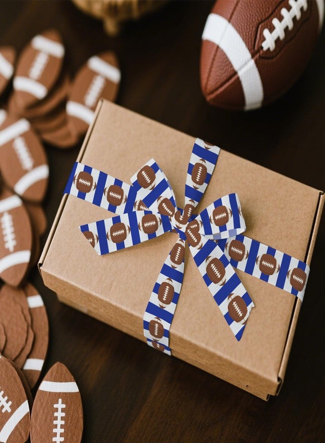 Blinket 4 Rolls 3/5" Football Ribbon for Team Party Decor 20 Yard, Blue Brown Green Sport Ribbon for Football Wrapping Gift, Stripes Grosgrain Ribbon for Hair Bows Team Spirit Gift Wrapping Supplies - Image 4